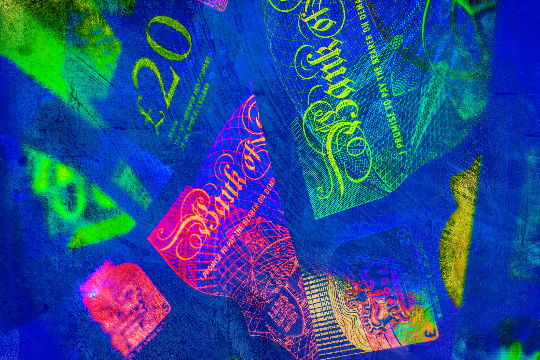 Textured abstract English banknotes
