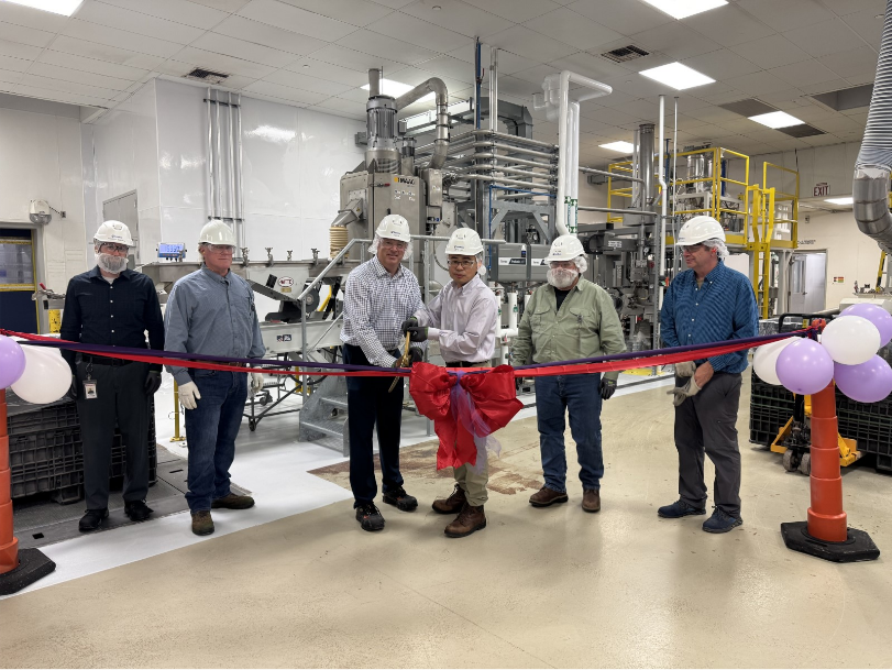 Solstice employees celebrate the opening of the fully new commissioned Pelletizer-4 (APL-4) in Pottsville, PA, with an internal ribbon cutting.