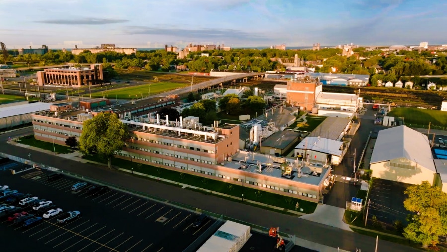 Aerial view of the Research & Development facility in Buffalo, New York.