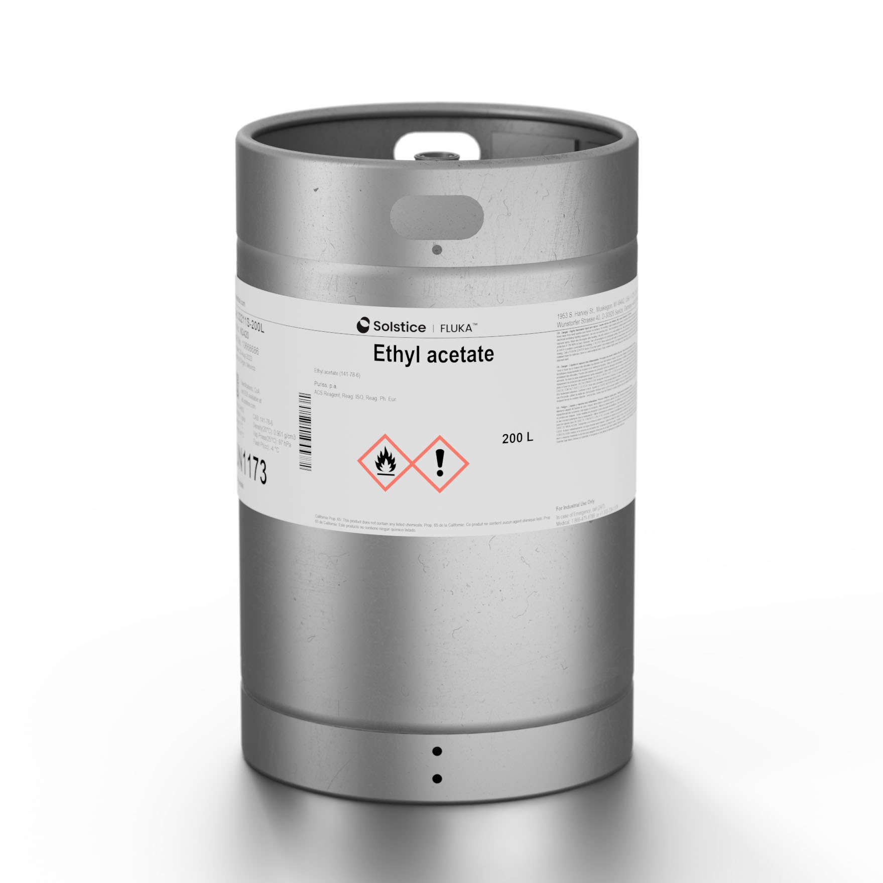 Solstice returnable 200 L stainless steel chemical container
